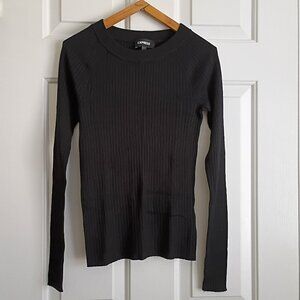EXPRESS Black Ribbed Crewneck Sweater Size Small